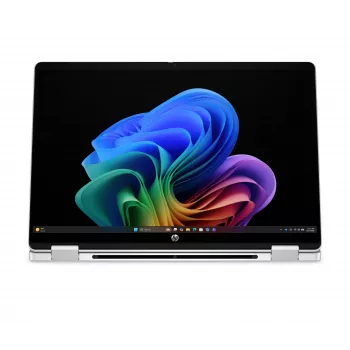 HP OmniBook 5 Flip NG AI 14-km0001nnx - Ultra 7 355, 32GB LPDDR5X 7467 on-board, 512GB, Touch/14,0 2K (1920x1200) OLED, Glacier Silver DF+ AI-Logo - 5MP IR TNR, bez 65W AC adaptéra, Win 11 Home, 1 rok
