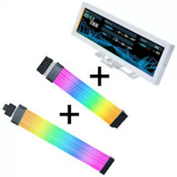 Lian Li Visual Upgrade Kit Strimer Wireless 24-Pin RGB kábel k základnej doske, ovládač + 12V-2x6 GPU kábel Wide & 8.8 Universal Screen - biela
