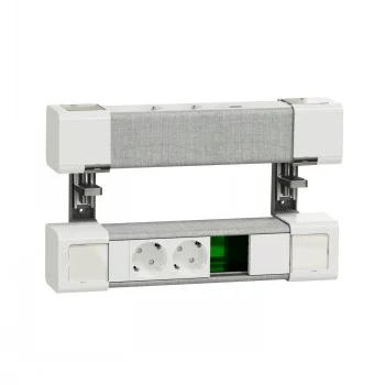 SCHNEIDER ELECTRIC UNICA SYSTEM+ STOLOVÉ ZARIADENIE 4XSCHUKO+USB A/C+RJ45 OPT, BIELA/SIVÁ