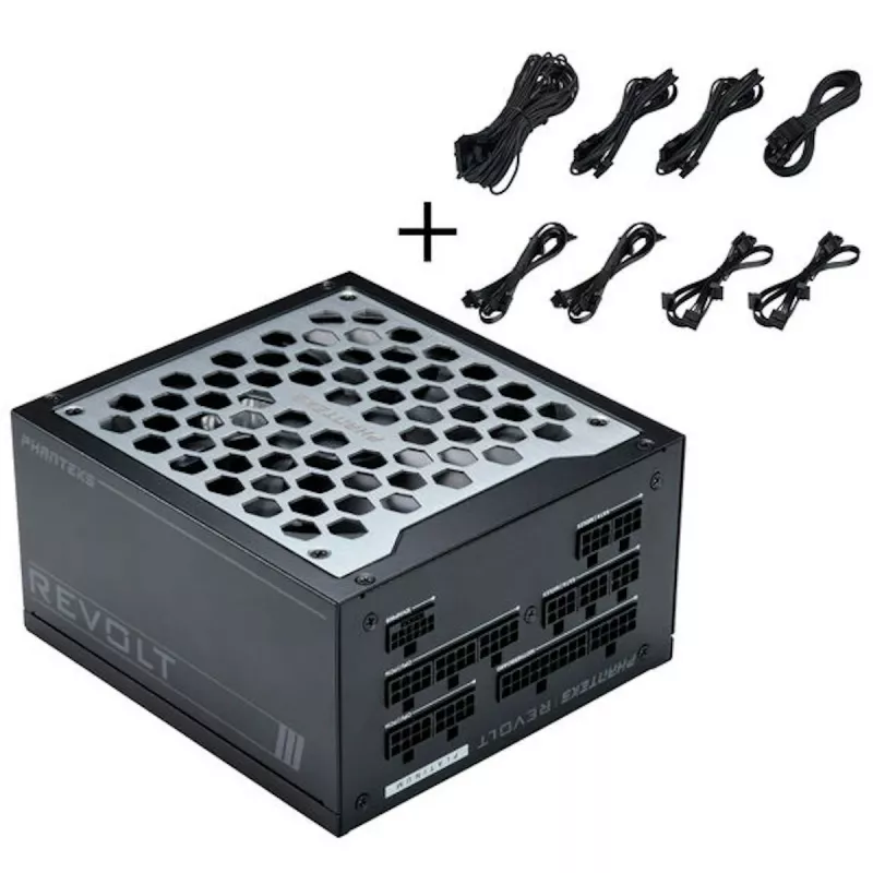 Phanteks Revolt 1200W Platinum Bundle, napájací zdroj so sadou káblov - čierna
