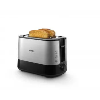 Philips Viva Collection hriankovač HD2637/90 extra široký 2-slotový hriankovač s ohrievačom žemlí čierna/poškodený obal