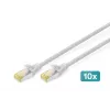 DIGITUS CAT6A S/FTP patch kábel, 0,5 m, sivý, balenie 10 ks