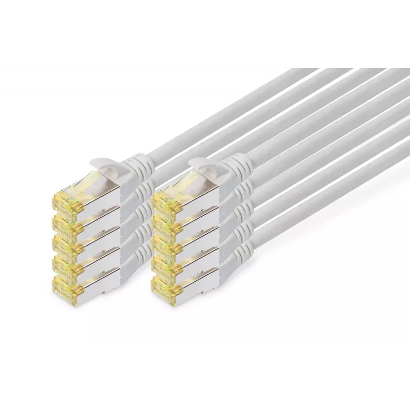 DIGITUS prepojovací kábel CAT6A S/FTP, 3 m, sivý, balenie 10 ks