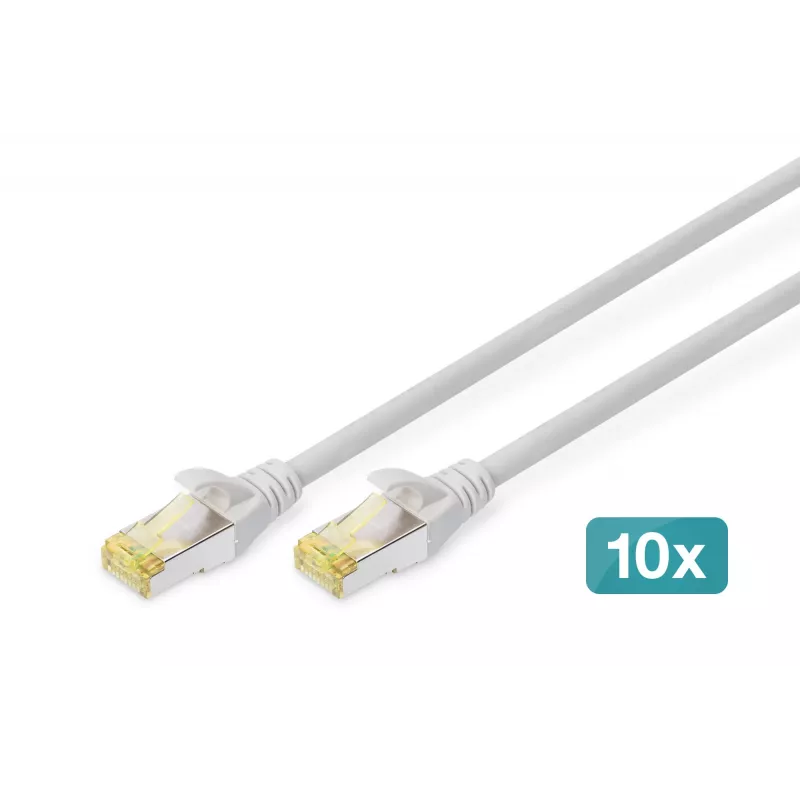 DIGITUS prepojovací kábel CAT6A S/FTP, 3 m, sivý, balenie 10 ks