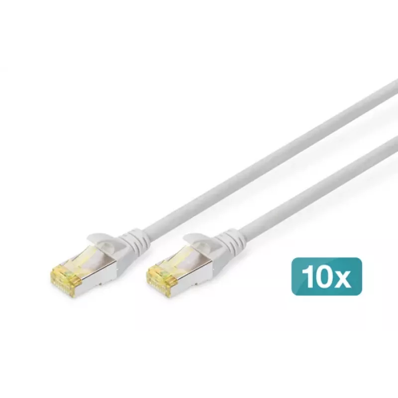 DIGITUS prepojovací kábel CAT6A S/FTP, 3 m, sivý, balenie 10 ks