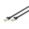 DIGITUS CAT6A S/FTP prepojovací kábel, 0,5 m, čierny