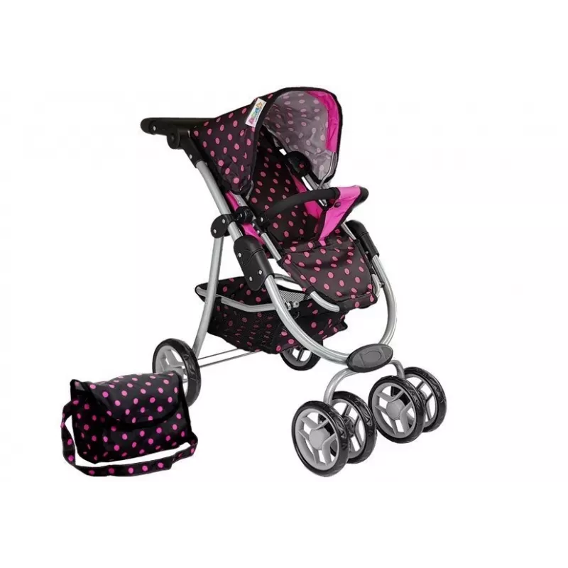 2-in-1 kočík s prenosnou taškou čierno-ružový 7706 Lean Toys
