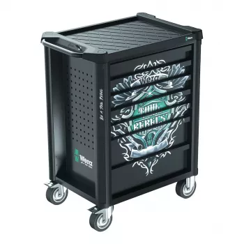 Wera 9700 Tool Rebel dielenský vozík 1, 7 zásuviek, pracovná doska z ušľachtilej ocele, zelená/čierna