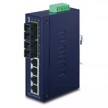 PLANET ISW-621TS15 priemyselný nemanažovaný L2 Fast Ethernet switch so 4x 10/100 + 2x 100Base-FX SC Multi-Mode, montáž na DIN lištu/stenu, -40 až 75 °C