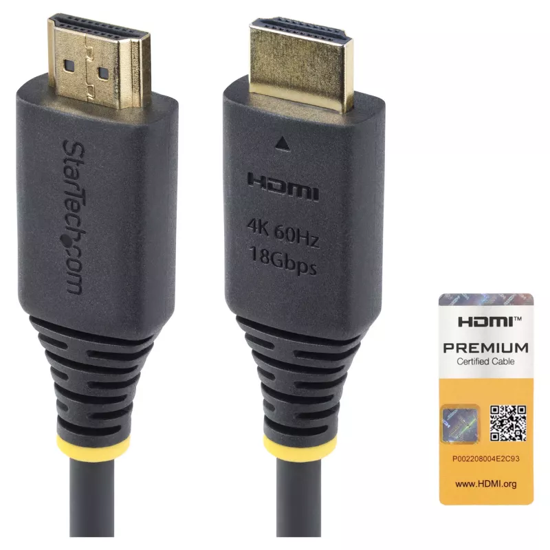 StarTech.com 1,5 m (4,9 ft) Premium Certified High Speed HDMI kábel, 4K60Hz, čierny