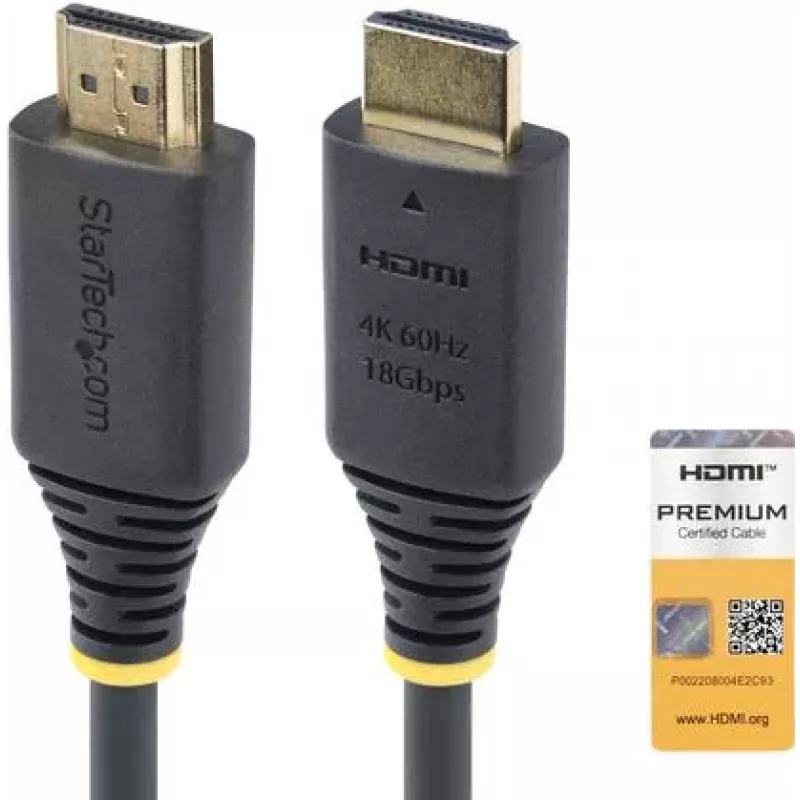 StarTech.com 1,5 m (4,9 ft) Premium Certified High Speed HDMI kábel, 4K60Hz, čierny