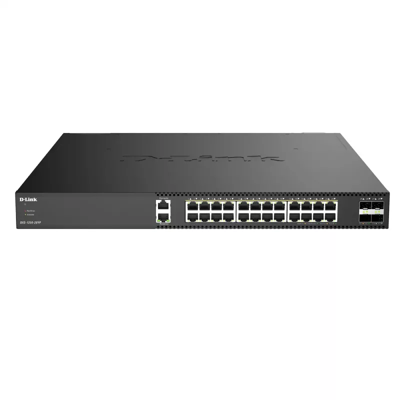 D-Link DXS-1250-28YP/E Smart Managed Multi-Gigabit PoE++ switch so 4 x 25G SFP28 uplink