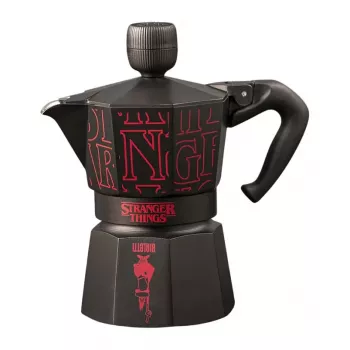 Bialetti Moka Express Sound Stranger Things 3-šálkový espreso kanvička na sporák (150 ml) čierna