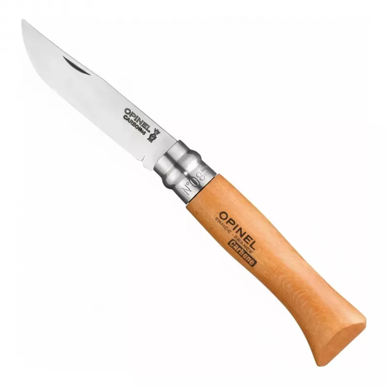 Opinel No. 08 karbonová oceľ uzamykací vreckový nôž s bukovou rukoväťou