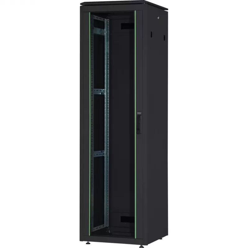 DIGITUS 42HE Unique Sieťový rozvádzač 600x600mm sklenené dvere čierna