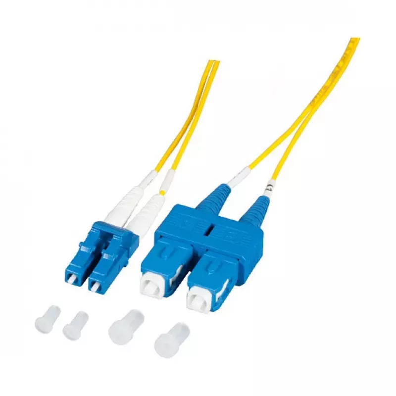 EFB Elektronik O0360.1-1.2 optický patch kábel 1 m LC Duplex na SC Duplex OS2 Singlemode žltý