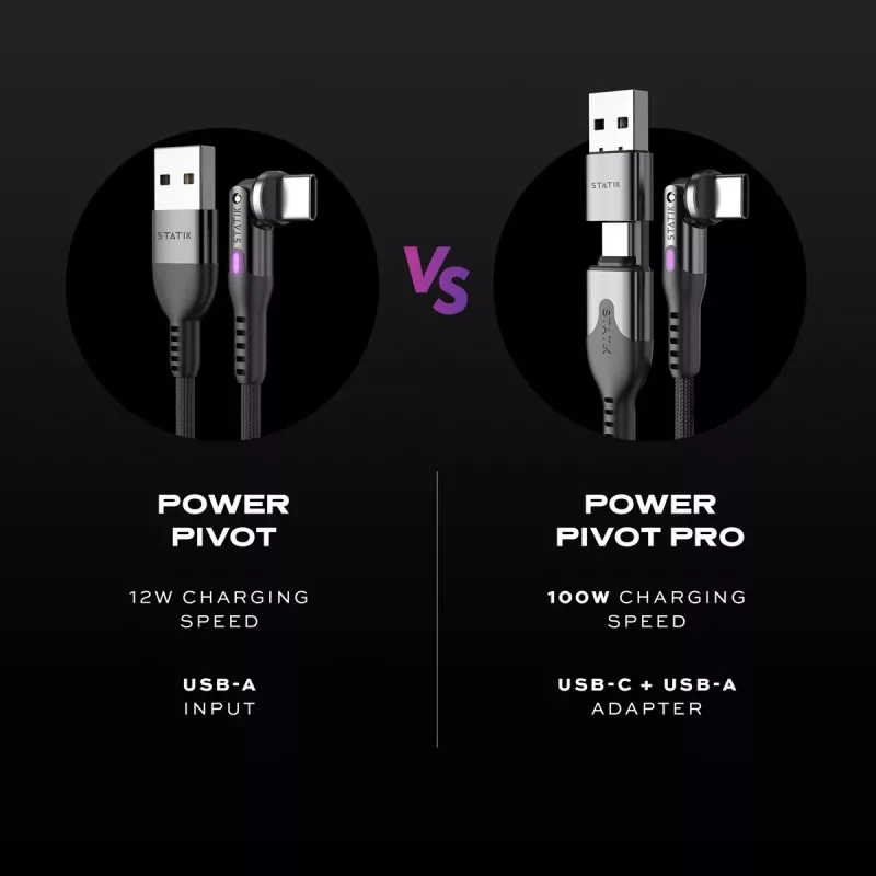 STATIK PowerPivot Pro nylonom opletený kábel USB-C na USB-C 3m čierny