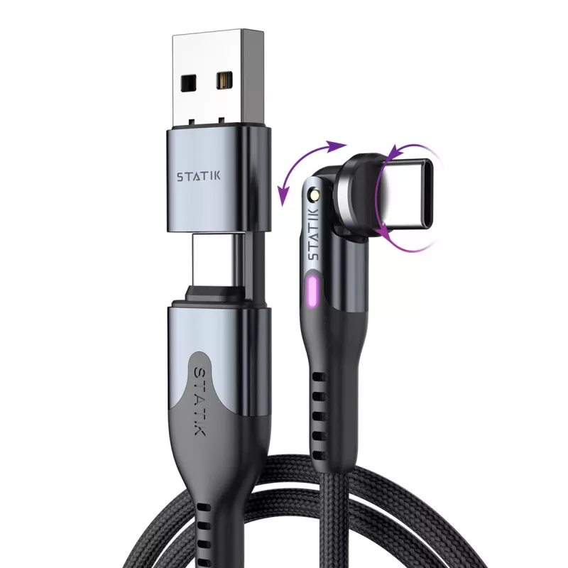 STATIK PowerPivot Pro nylonom opletený kábel USB-C na USB-C 3m čierny