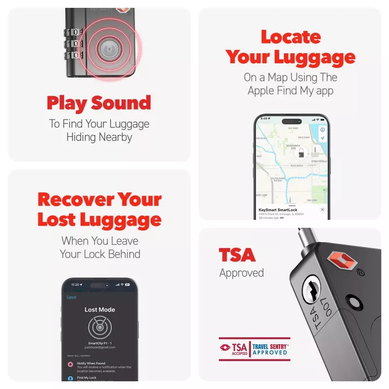 KEYSMART SmartLock TSA Approved Find My zámok čierny