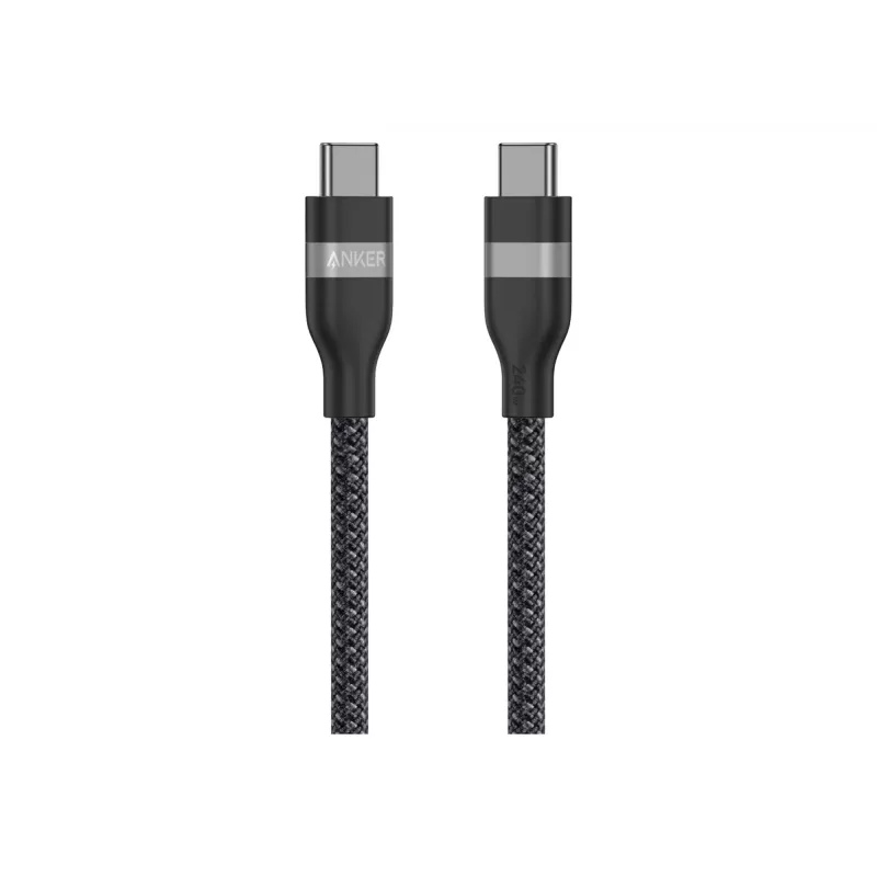 Anker USB C na USB C 240W Upcycled-Braided kábel na rýchle nabíjanie A82E2 (1,8 m, čierna)