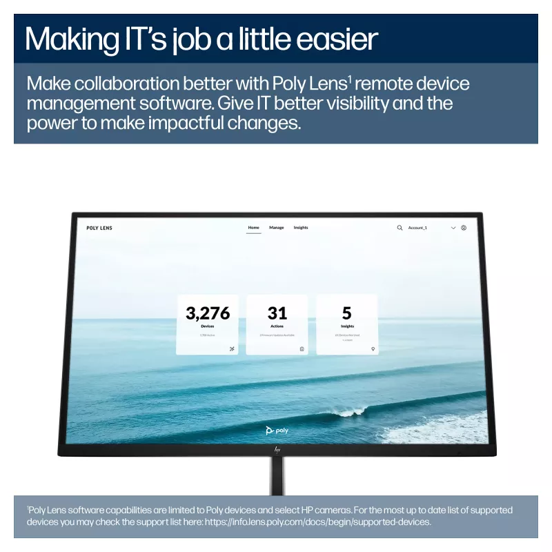 Poly Studio E60 PTZ konferenčná kamera - 4K UHD, duálna 8MP, PoE+
