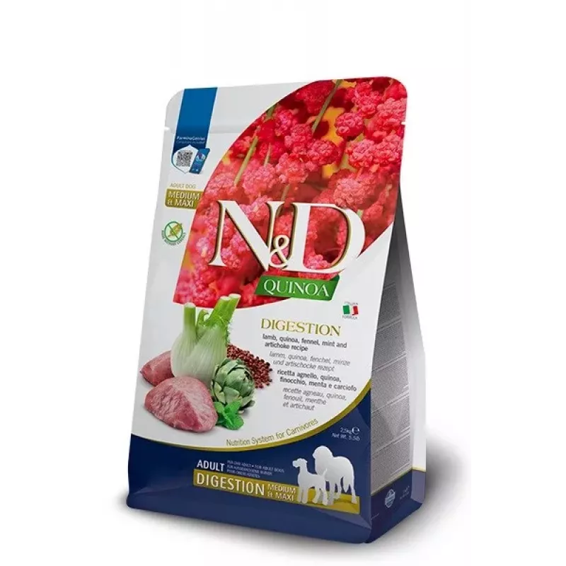 FARMINA N&D Quinoa Digestion Adult Medium Maxi jahňacie suché krmivo pre psov - 7 kg