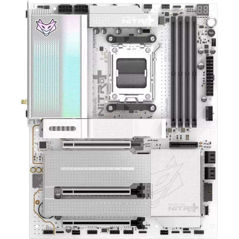 SAPPHIRE NITRO+ X870EA PHANTOMLINK P.E základná doska, AMD X870E, socket AM5, DDR5, Wi-Fi 7, biela/čierna