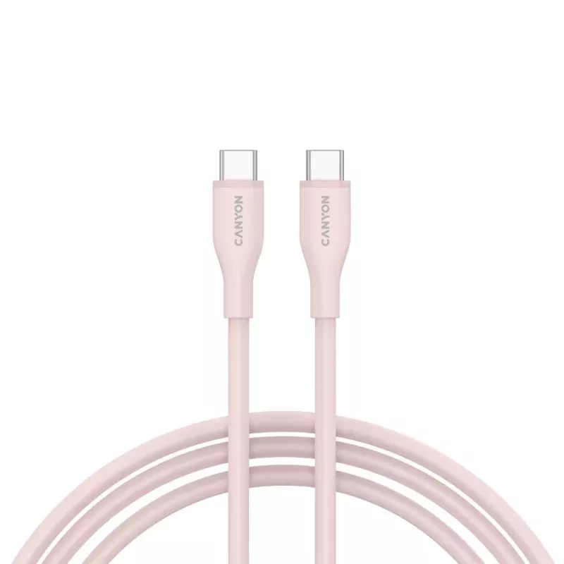 CANYON kábel USB-C na USB-C 60W 1m silikón Pink Sand