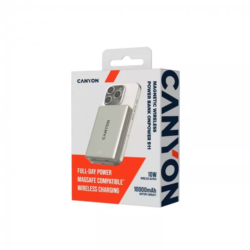 CANYON magnetická power banka OnPower 511 PD20W 10000mAh hliník Star Grey