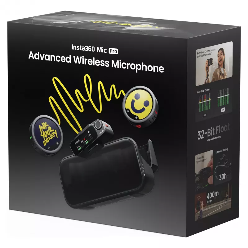 Insta360 Mic Pro (2 TX + 1 RX) – digitálny bezdrôtový mikrofónový systém