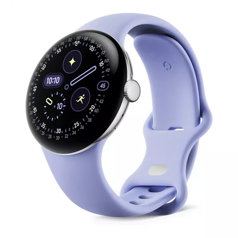 Google Pixel Watch 4 - 41 mm - Polished Silver Aluminium - Iris Active Band - Wear OS smart hodinky
