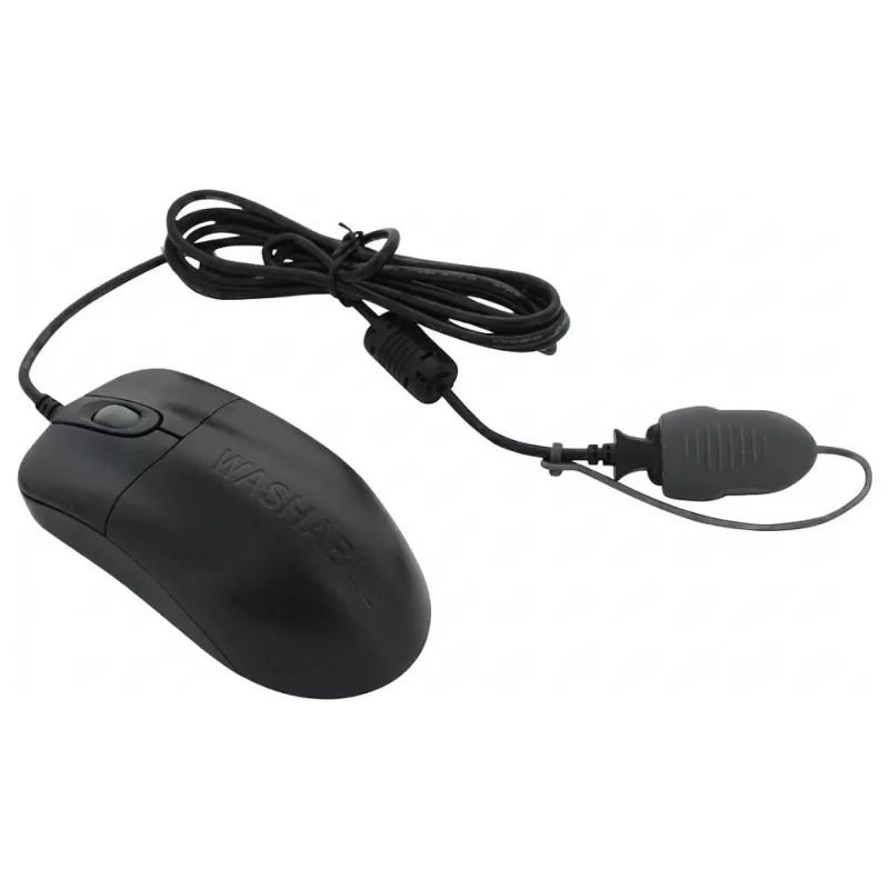 Seal Shield Silver Storm vodotesná drôtová optická myš, 3 tlačidlá, USB, čierna
