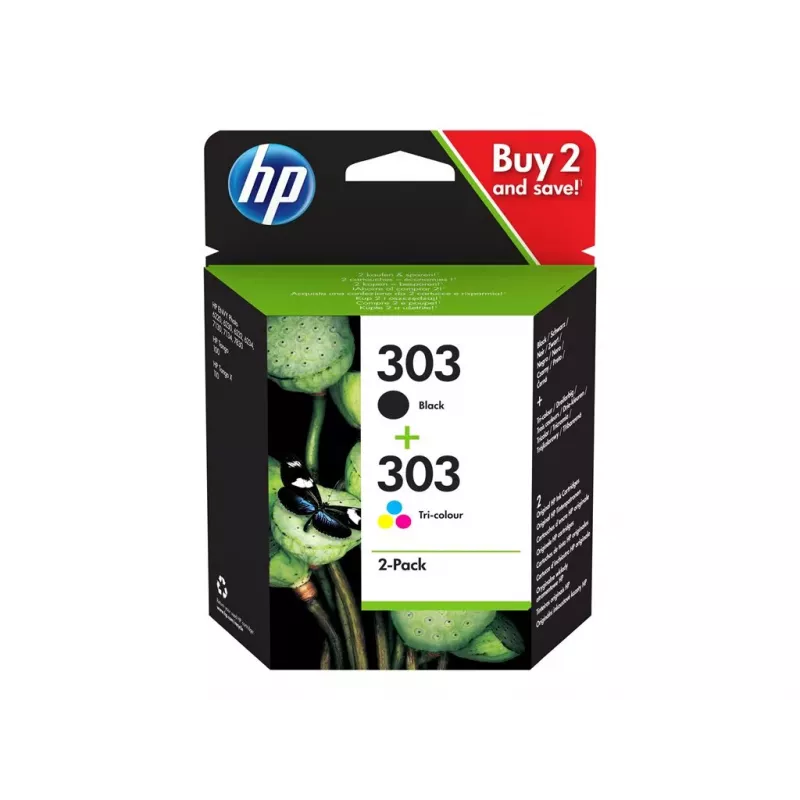 HP 303 čierna/trojfarebná Originálna atramentová kazeta, balenie 2 ks