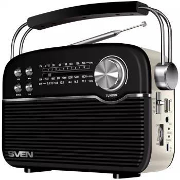 Reproduktor SVEN SRP-500, čierny (3W, Bluetooth, FM/AM/SW, USB, microSD, AUX, batéria)
