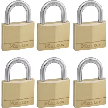Master Lock 140EURSIX balenie 6 ks rovnako uzamykateľné visiace zámky 22mm mosadzné telo