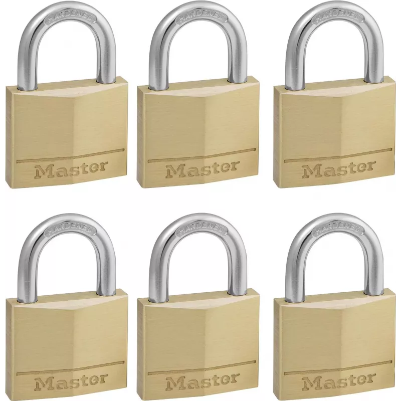 Master Lock 140EURSIX balenie 6 ks rovnako uzamykateľné visiace zámky 22mm mosadzné telo