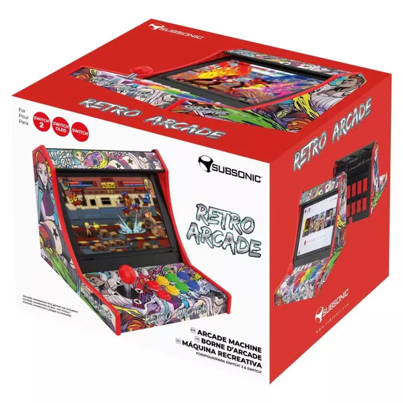 Subsonic Retro Arcade dokovacia stanica pre Nintendo Switch, arkádový joystick s 8 mechanickými tlačidlami, nabíjanie a hranie