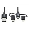 Eaton Tripp Lite Series univerzálny USB-A na Lightning, USB Micro-B a USB-C synchronizačný/nabíjací kábel (M/3xM), MFi certifikovaný, čierny, 1,8 m
