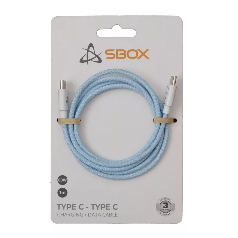 SBOX kábel USB-C na USB-C 1m modrý – nabíjanie a synchronizácia dát