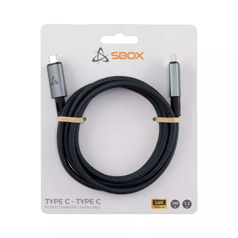 SBOX kábel USB-C na USB-C 1,2m 240W 80 Gbps 16K/60Hz