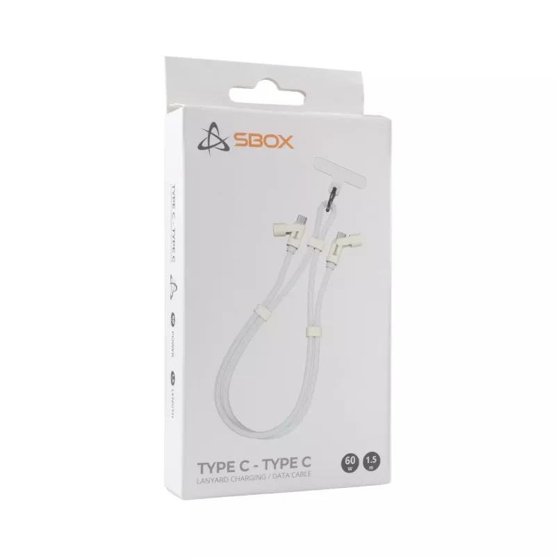 SBOX Lanyard White kábel USB-C na USB-C 1,5 m biely