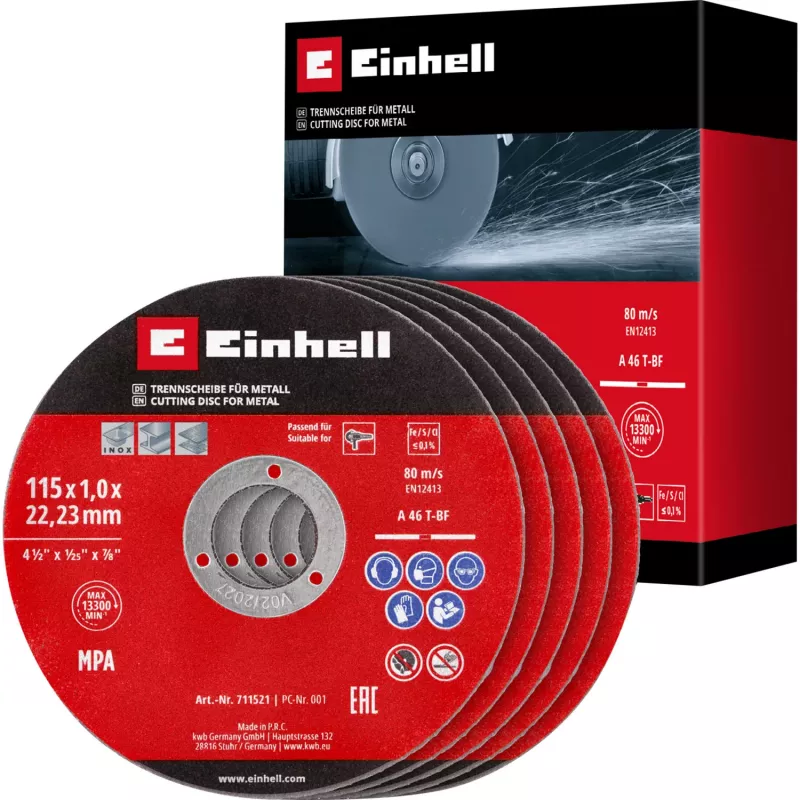 EINHELL-KWB Rezný kotúč tenký, Ø 115 x 1,0 mm, 5 kusov (pre uhlovú brúsku)