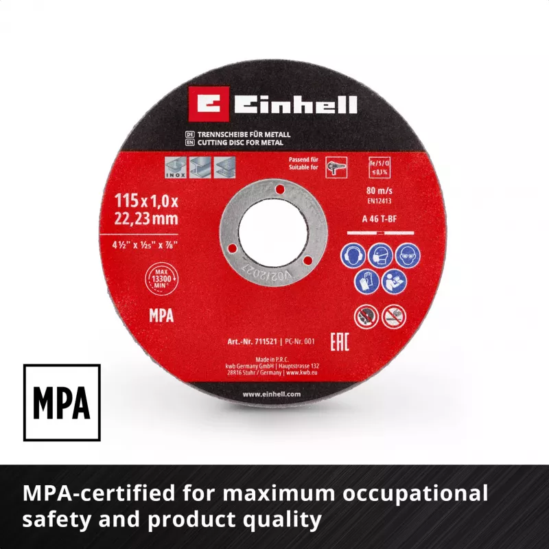 EINHELL-KWB Rezný kotúč tenký, Ø 115 x 1,0 mm, 5 kusov (pre uhlovú brúsku)