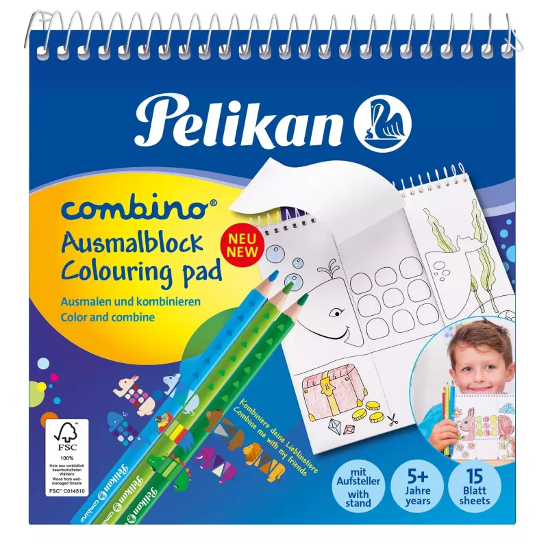Pelikan 811231 Sada omaľovánok, 15 strán, chlapci/dievčatá, obsahuje pastelky, sada obrázkov na vyfarbenie