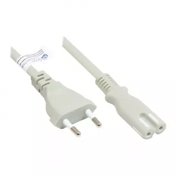 GoodConnections Euro napájací kábel Euro konektor Type-C (rovný) na C7/Euro 8 konektor samica (rovný), sivý, 0,75 mm², 5 m, Good Connections® (P0370-GR050)