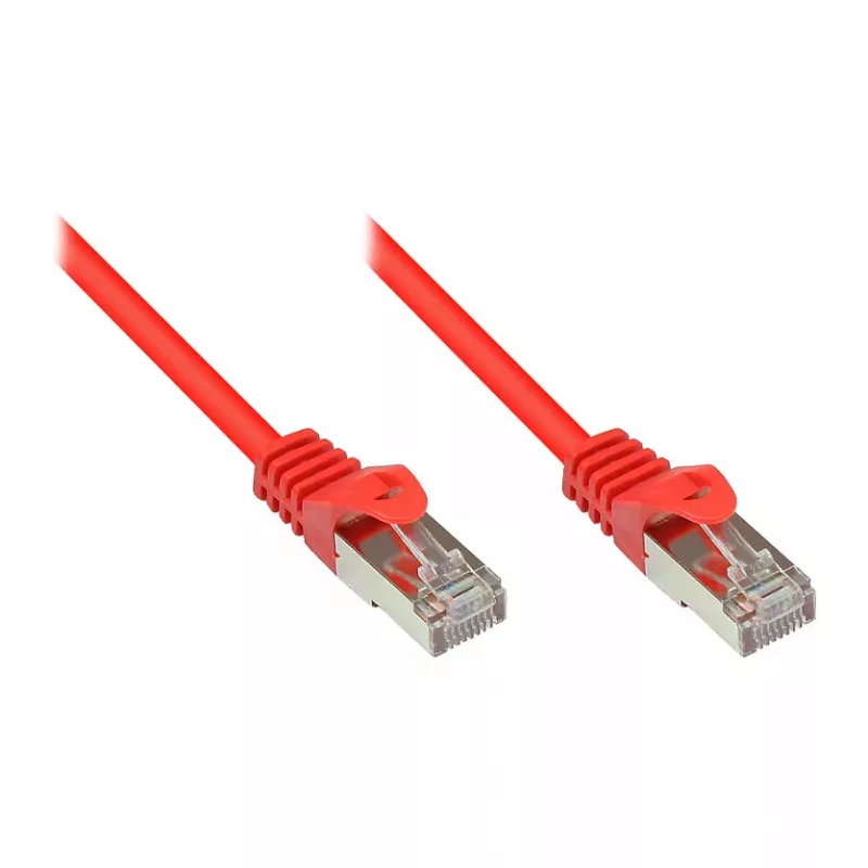 GoodConnections Alcasa prepojovací kábel Cat5e RJ-45, 0,15m, červený, pozlátené konektory