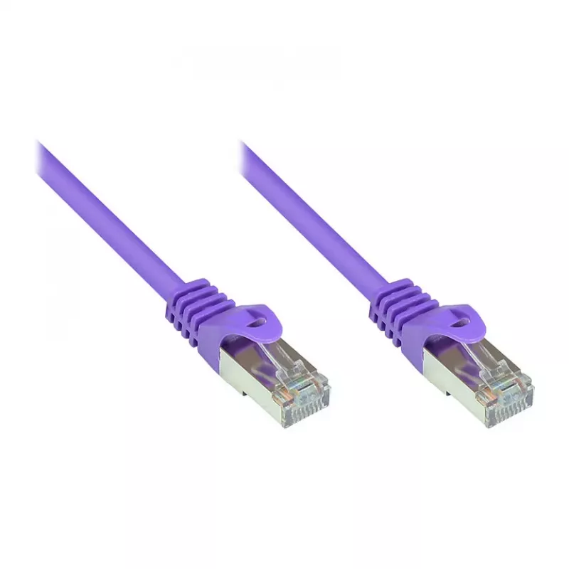 GoodConnections Alcasa prepojovací kábel RJ45, Cat5e, UTP, 0,15m, pozlátený, fialový