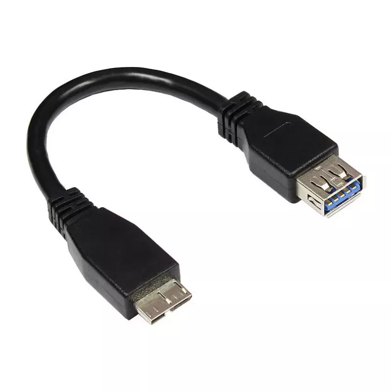 GoodConnections USB 3.0 OTG adaptérový kábel, Micro USB B konektor samec na USB-A konektor samica, čierny, 0,1 m