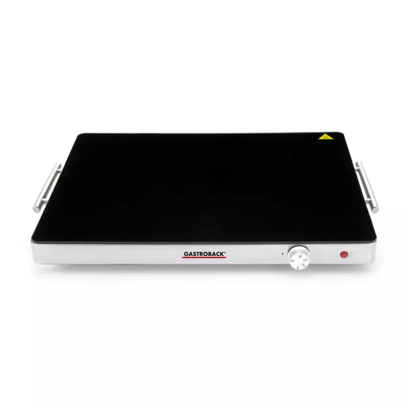 Gastroback 42491 Design ohrievacia platňa – 200 W, nehrdzavejúca oceľ a sklo, 120 °C