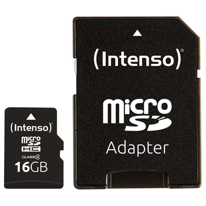 Intenso 16GB MicroSDHC Class 4 pamäťová karta s SD adaptérom, až 21 MB/s rýchlosť čítania, čierna